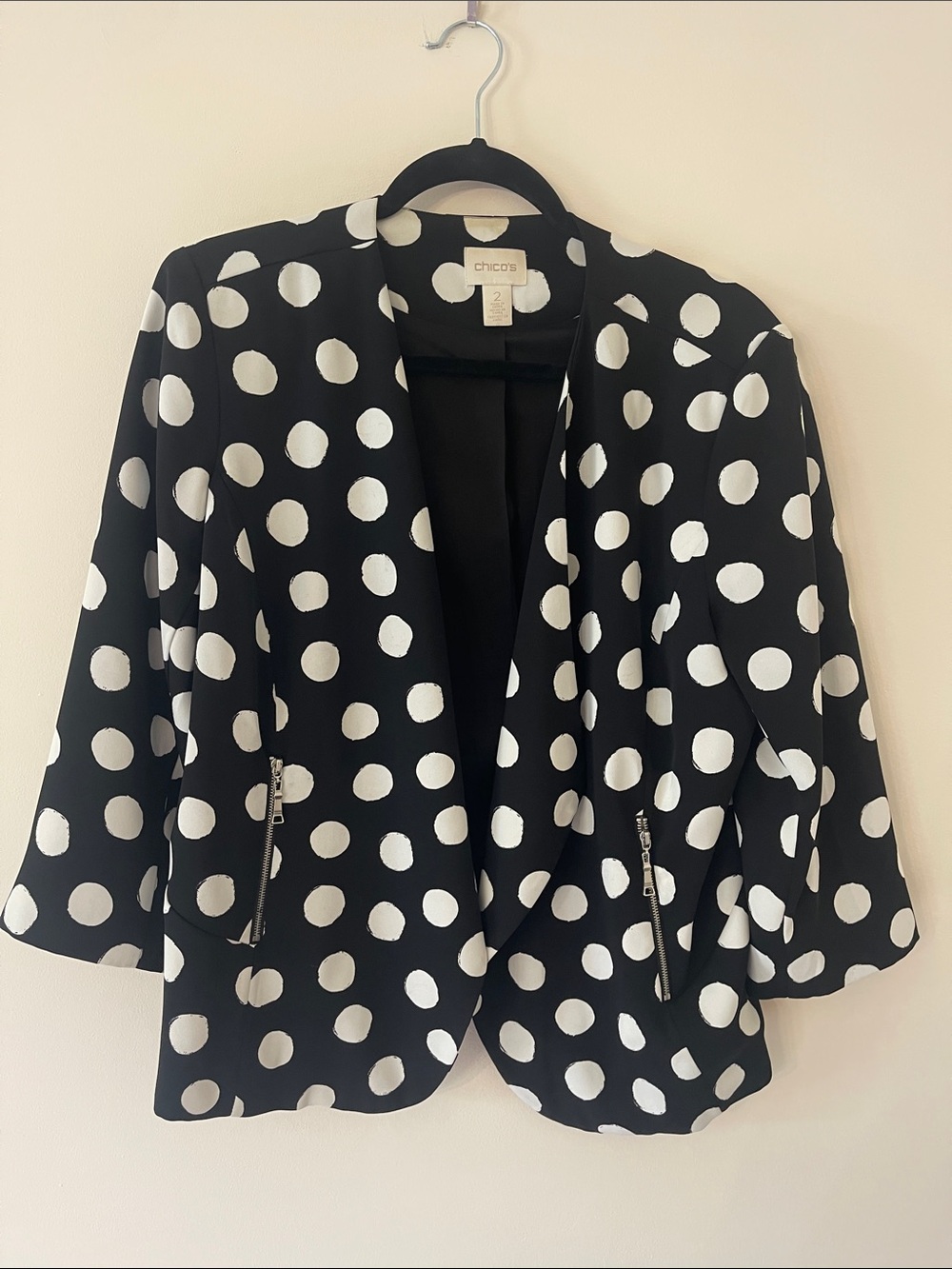 Chico's Black and White Polka Dot Blazer